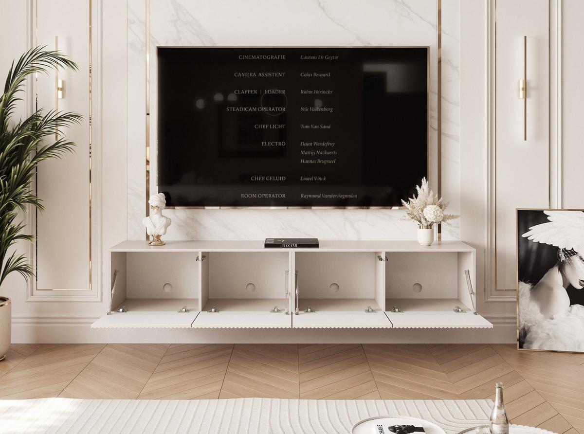 TV-LOWBOARD ANGEL Kaschmir hängend mit LED-Beleuchtung 200 cm - Kaschmir, Holzwerkstoff (200/36/40cm) - Idohome