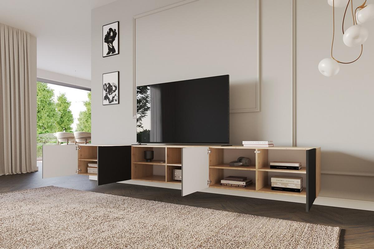LOWBOARD ELIO-W 3x100x40x40 cm - Artisan / Schwarz - Eiche Artisan, Holzwerkstoff (300/40/40cm) - ALTDECOR
