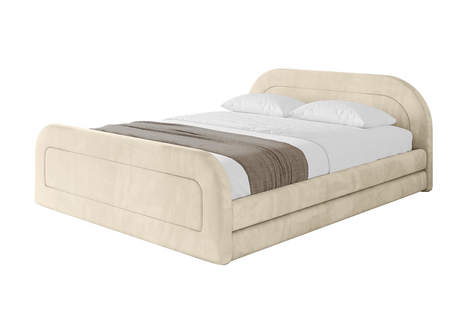 POLSTERBETT mit Bettkasten, Fußteil und Lattenrost, Boxbett ohne Matratze - LERIS-v1-Z 180x200 Beige - Ecru, Holzwerkstoff/Textil (180/200cm) - ALTDECOR