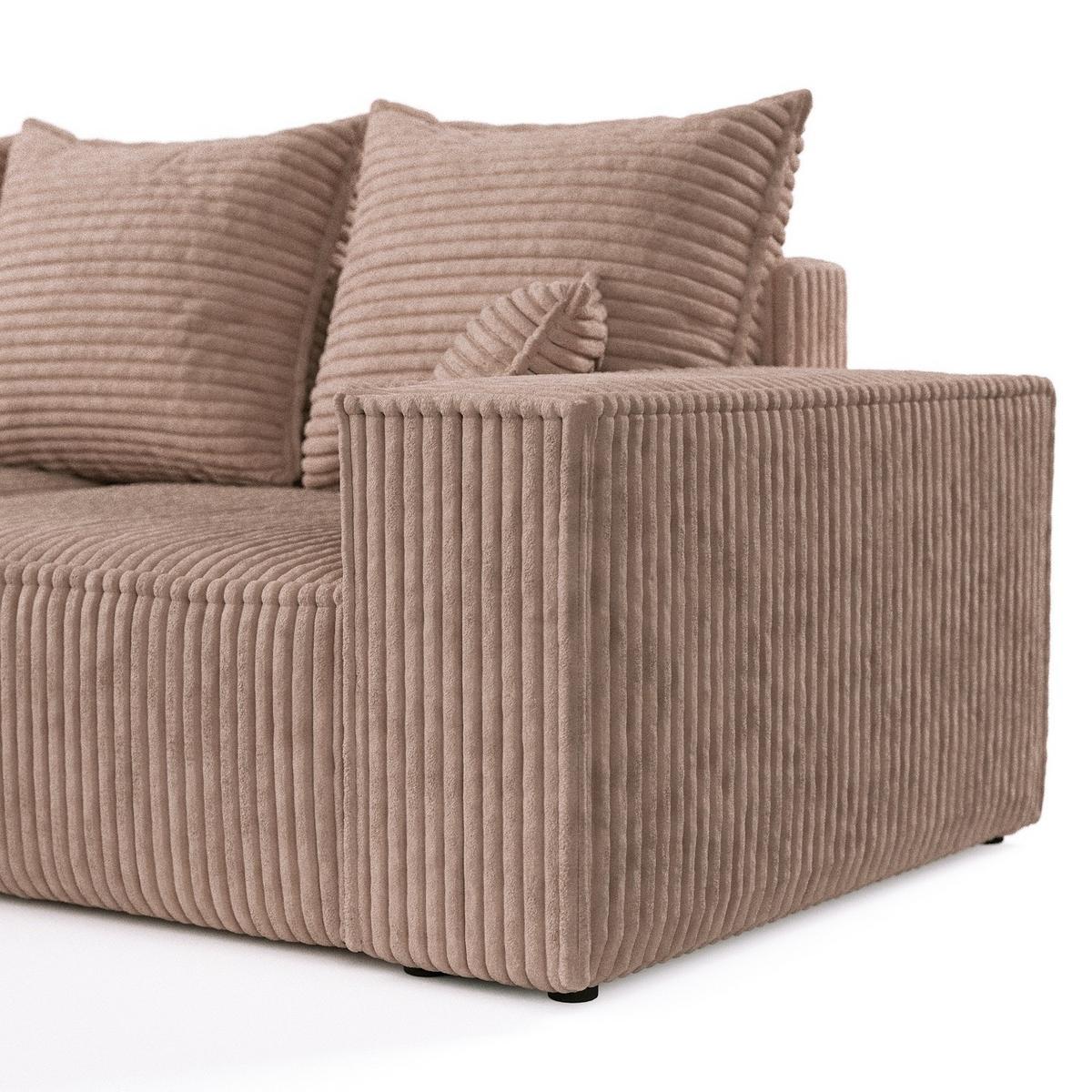 ECKSOFA SENSO mit Schlaffunktion Beige im Tilia Stoff - Beige/Schwarz, Holz/Holzwerkstoff (255/148cm) - AltaBeds
