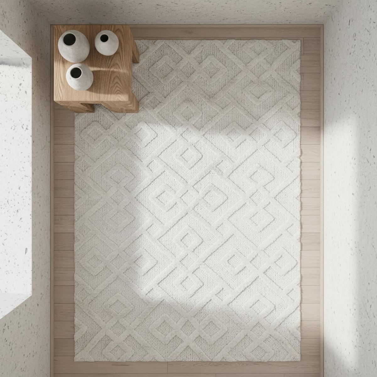 TEPPICH Hochflor EISACK in Creme, geometrisch, 240 x 340 cm - Beige, Textil (340/240cm) - KADIMA DESIGN