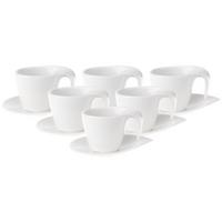 KAFFEETASSEN MIT UNTERTASSEN Flow weiß 200 ml 6er Set - Weiß, Keramik (15/10.8/17.7cm) - Villeroy & Boch