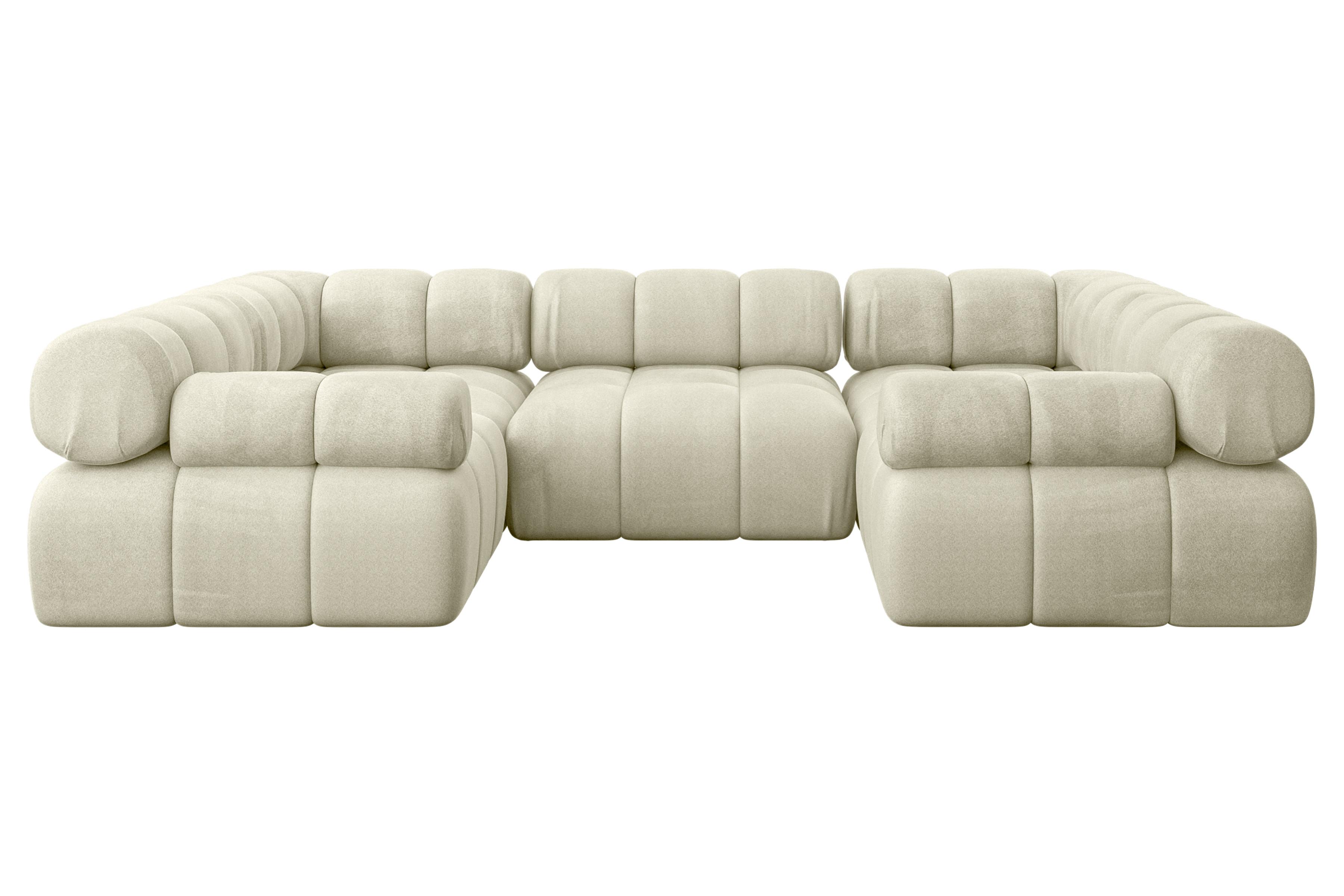 WOHNLANDSCHAFT modulares Sofa Birno-U1 - 285x190x70 cm Beige Velours - Beige, Holzwerkstoff/Textil (285/70/190cm) - ALTDECOR