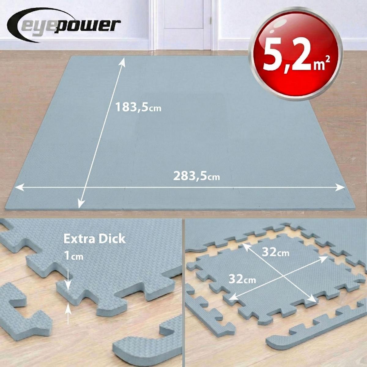 BODENSCHUTZMATTE 30x30x1 cm, Grau, 54er Set - Grau, Kunststoff (30/30cm) - eyepower