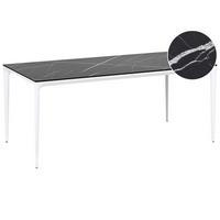 GARTENTISCH 180/90 cm Marmor Optik Schwarzer Marmor Sovareto - Schwarz, Kunststoff (180/90/75cm) - Beliani