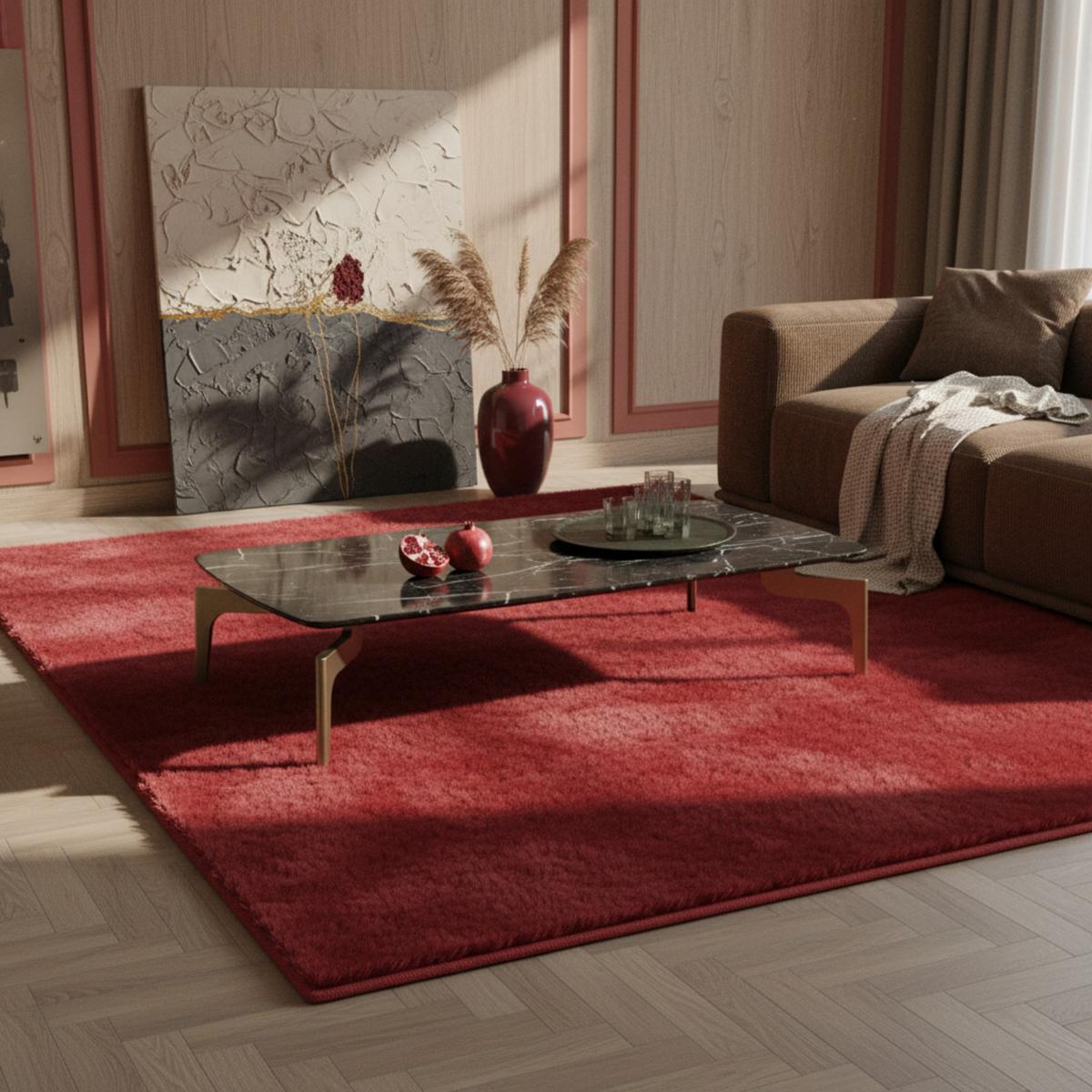 KURZFLORTEPPICH Waschbar NECKAR, einfarbig, aus Polyester, Rot, 120 x 170 cm - Rot, Textil (170/120cm) - KADIMA DESIGN