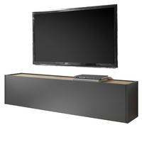 TV-LOWBOARD hängend grau matt, Eiche Wotan 150 cm, TV-Unterteil Hängeschrank - Eiche Wotan/Grau, Holzwerkstoff/Metall (150/35/30cm) - Furn.Design