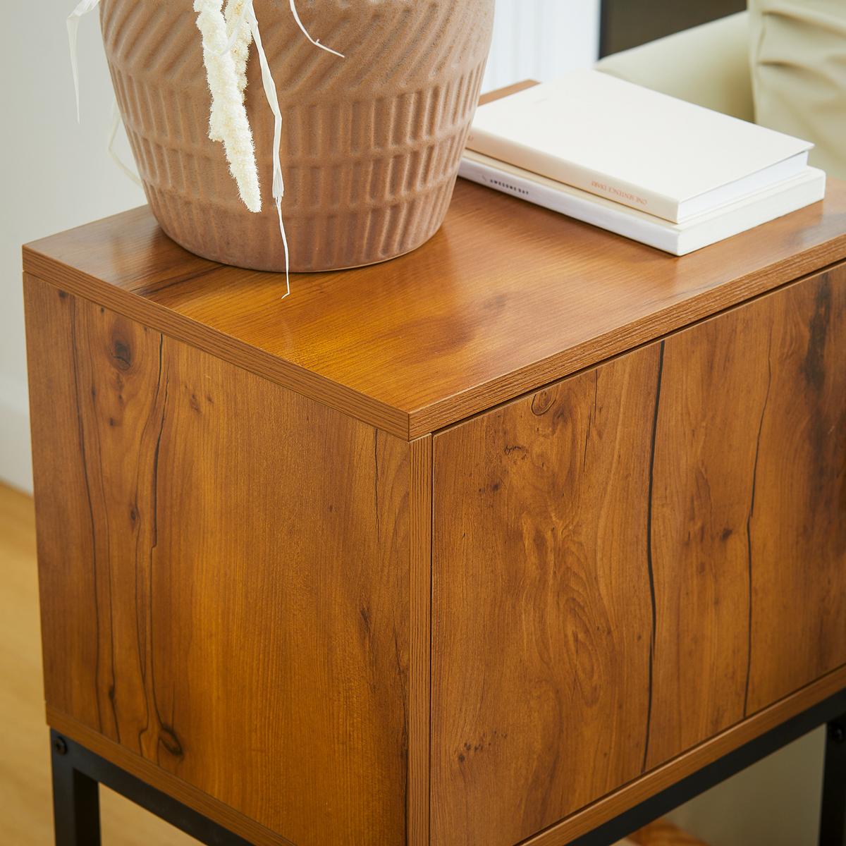 KONSOLENTISCH, Flurtisch mit Schrank, Sofatisch im Industriedesign für Eingang - Naturfarben, Holzwerkstoff (40/30/76cm) - HOMCOM
