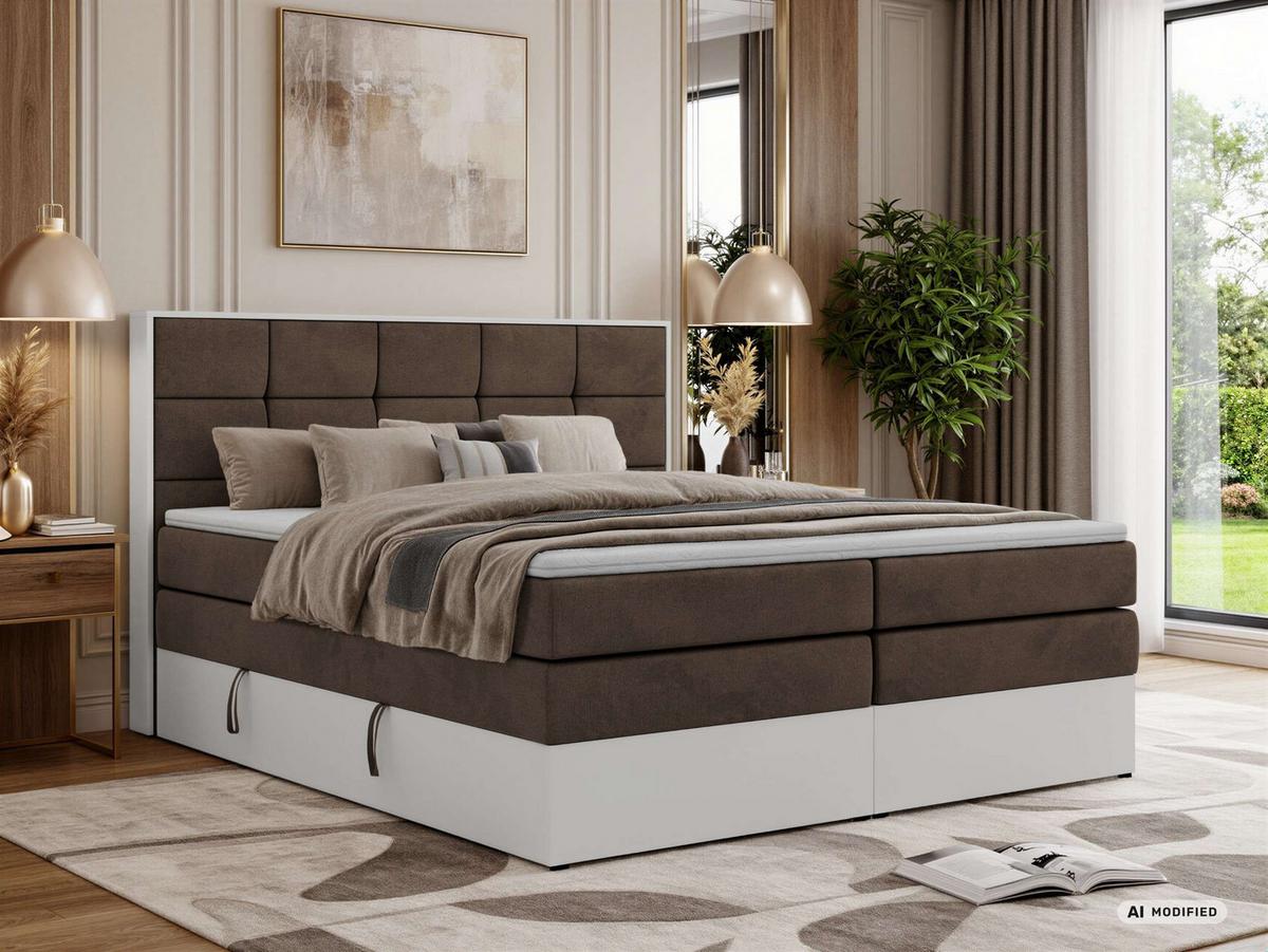 BOXSPRINGBETT ALVIT KING 140/200 - Braun Velvet - Topper T25 - H4 - Schwarz/Braun, Kunststoff/Textil (140/200cm) - MKS
