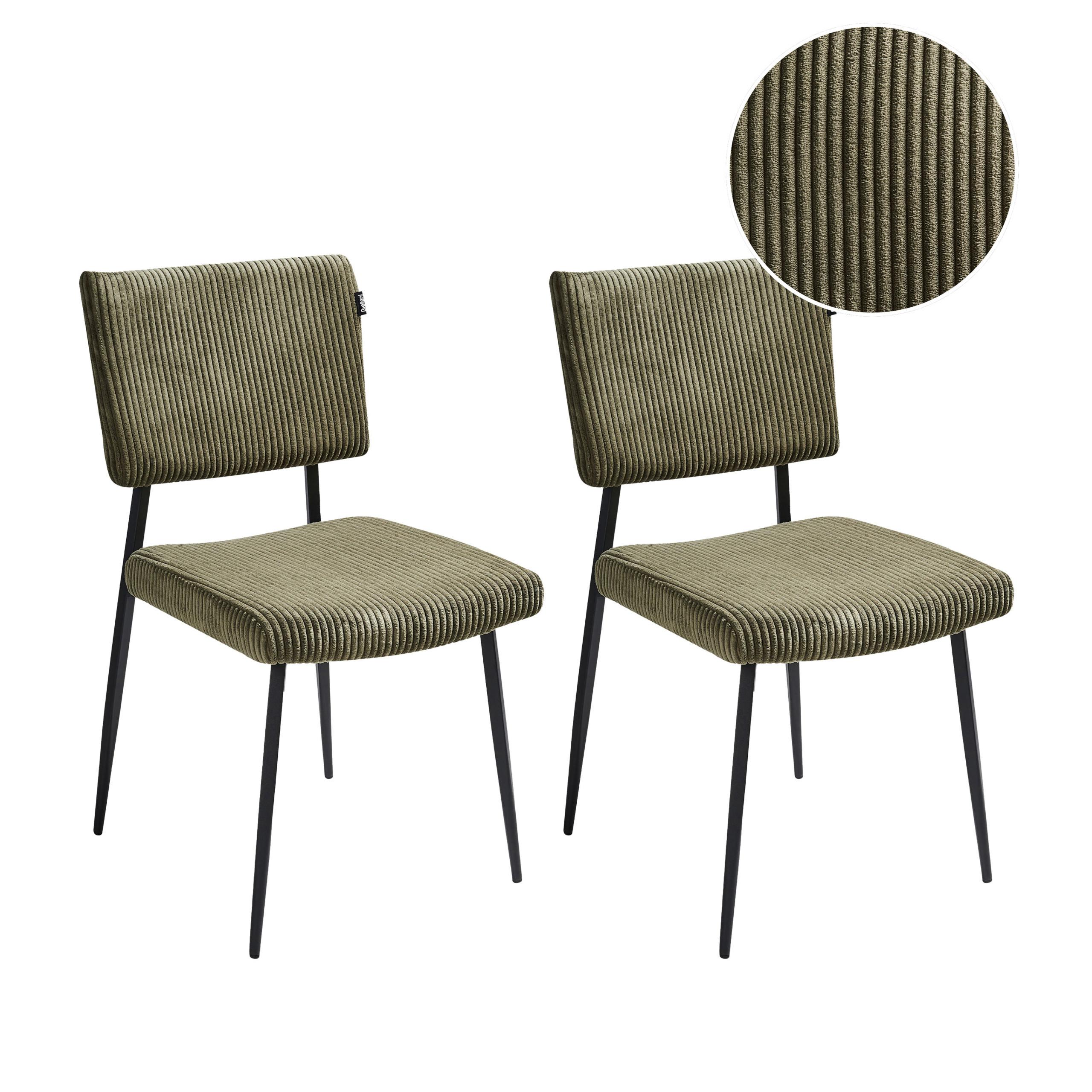 ESSZIMMERSTUHL 2er-Set Olivgrün Sturgis - Schwarz/Grün, Textil (47/87/54cm) - Beliani