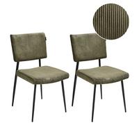 ESSZIMMERSTUHL 2er-Set Olivgrün Sturgis - Schwarz/Grün, Textil (47/87/54cm) - Beliani