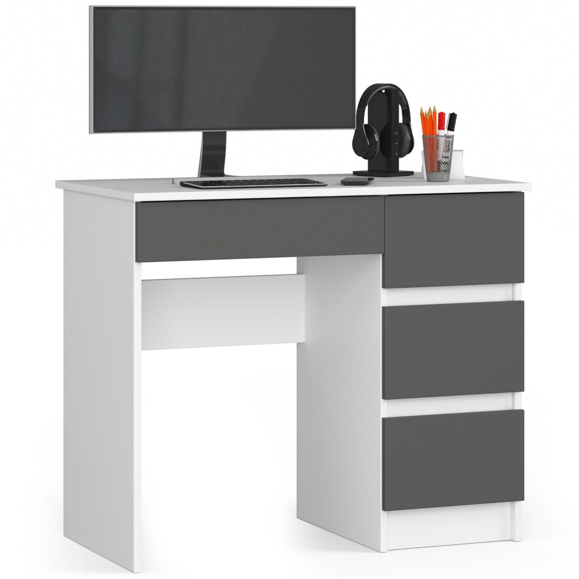 SCHREIBTISCH Weiß, Graphit Grau 77/90/50 - Weiß, Holzwerkstoff (120/59/77cm) - RAUMHIRSCH FURNITURE