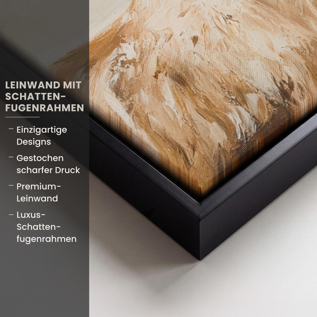LEINWAND Bilder mit Rahmen - Weihnachtsmann - Rentier - Weihnachten - 70x50 - Rotbraun, Textil (70/50cm) - MuchoWow
