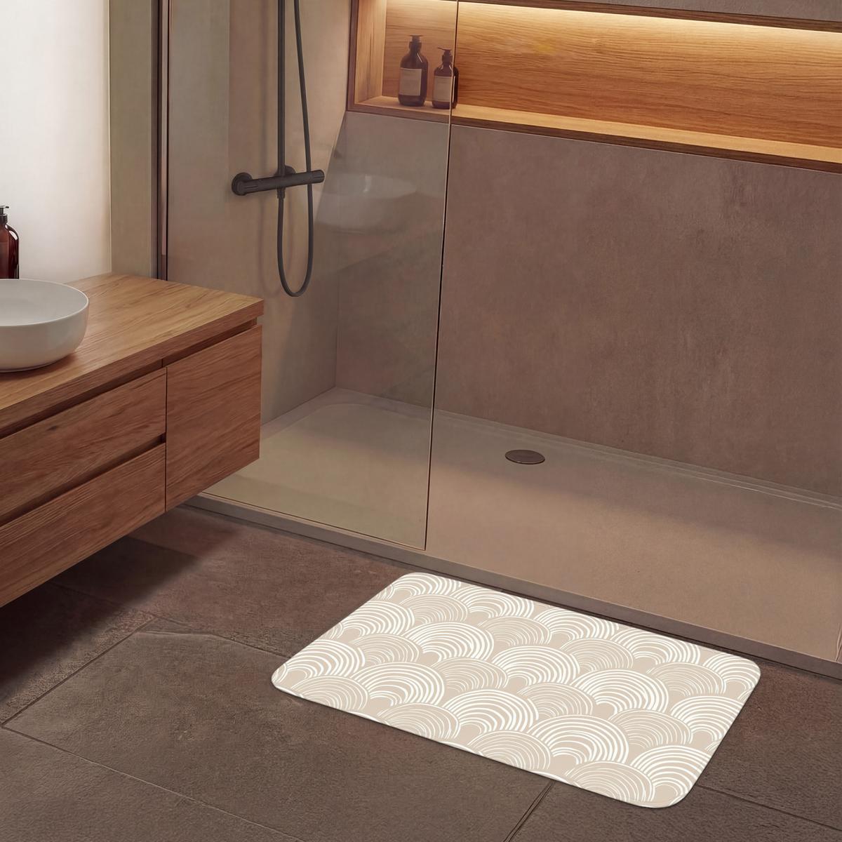 BADEMATTE Wellen - Textur - Beige 90x60 cm - Kaschmir, Textil (90/60cm) - OnlyWow