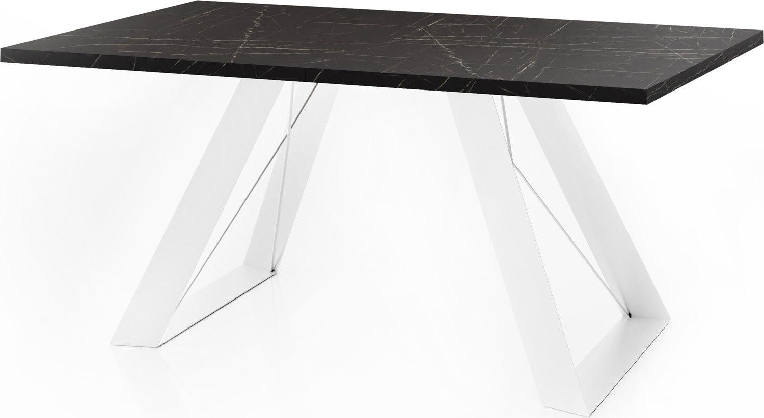 ESSTISCH Colter Weiß rechteckig ausziehbar, Marmor Schwarz 140-240/80/76 cm - Anthrazit/Weiß, Holzwerkstoff/Metall (80/240/76cm) - WFL GROUP