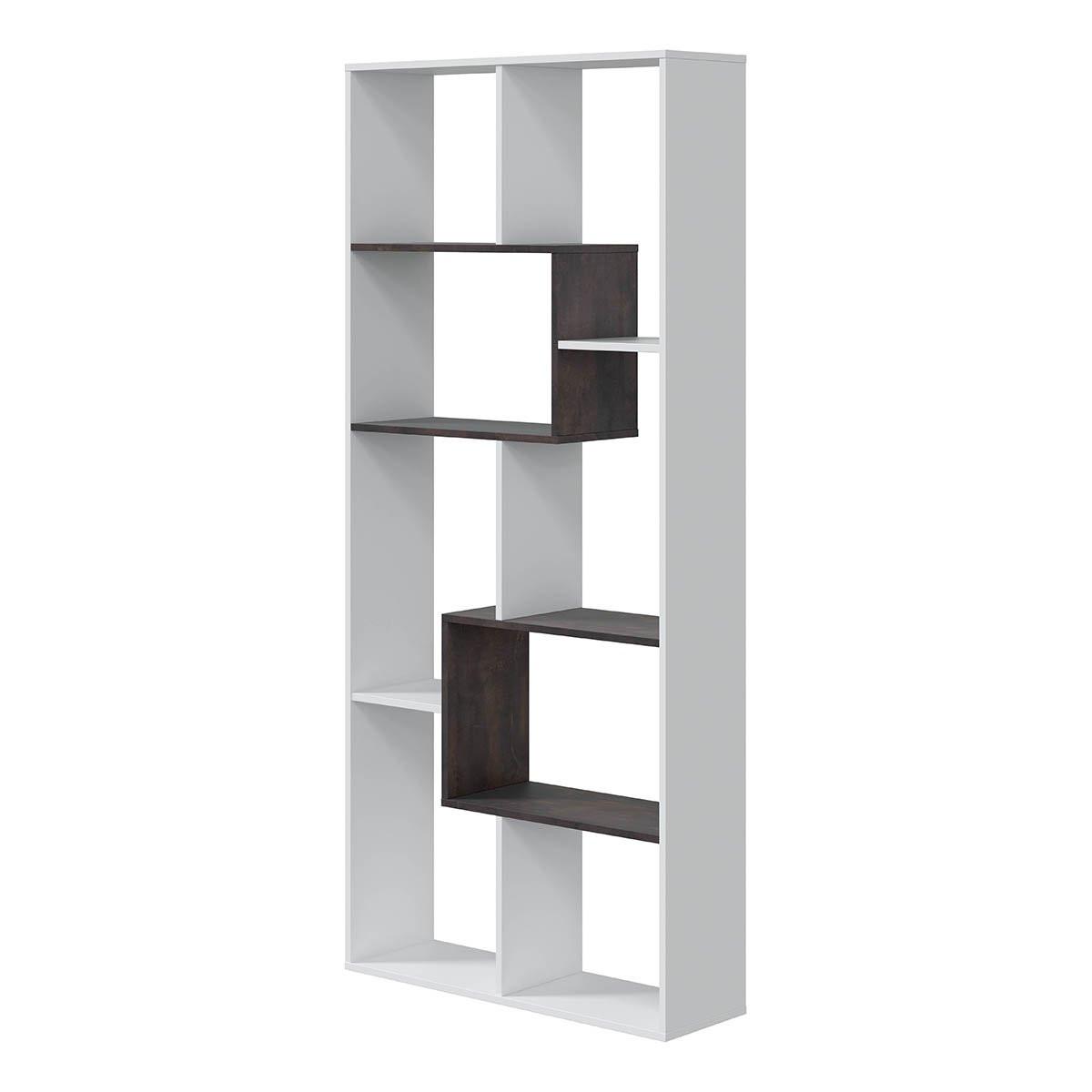 BÜCHERREGAL mit 8 Ablagefächern H180 cm - Kawa - Weiß, Holzwerkstoff (25/180/80cm) - Calicosy