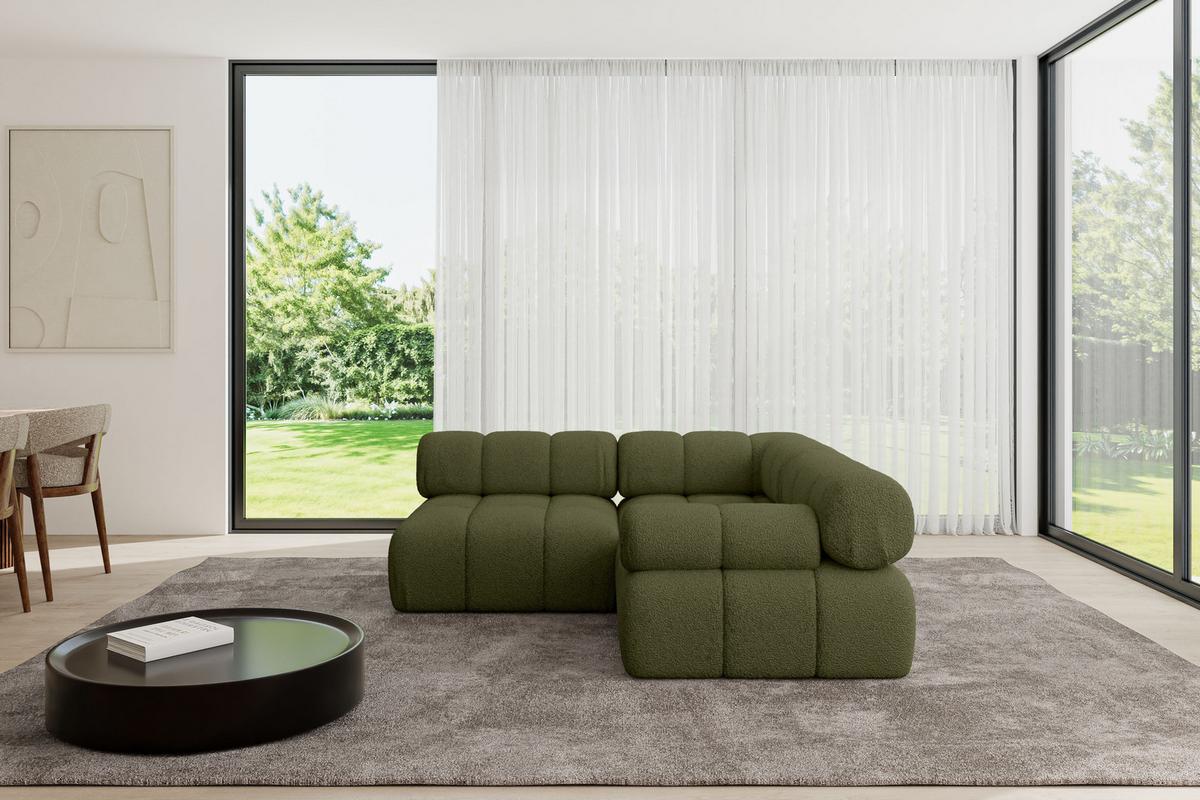 ECKSOFA modulares Sofa Mende-L1 - 190x190x70 cm Grün Bouclé - Grün, Holzwerkstoff/Textil (190/190cm) - ALTDECOR