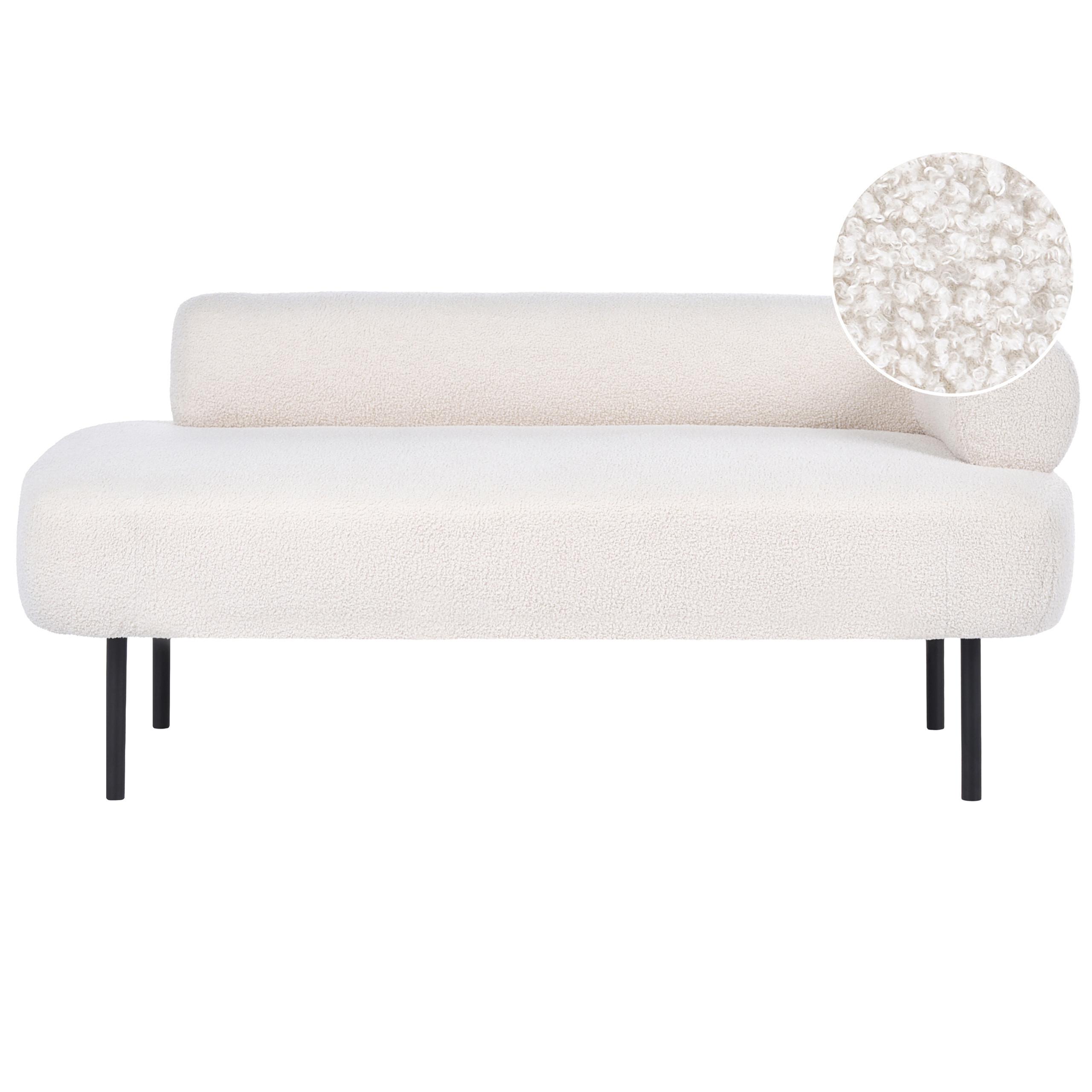 CHAISELONGUE-RECHTSSEITIGE Bouclé Cremeweiß Mirmande - Creme/Schwarz, Textil (153/65/70cm) - Beliani