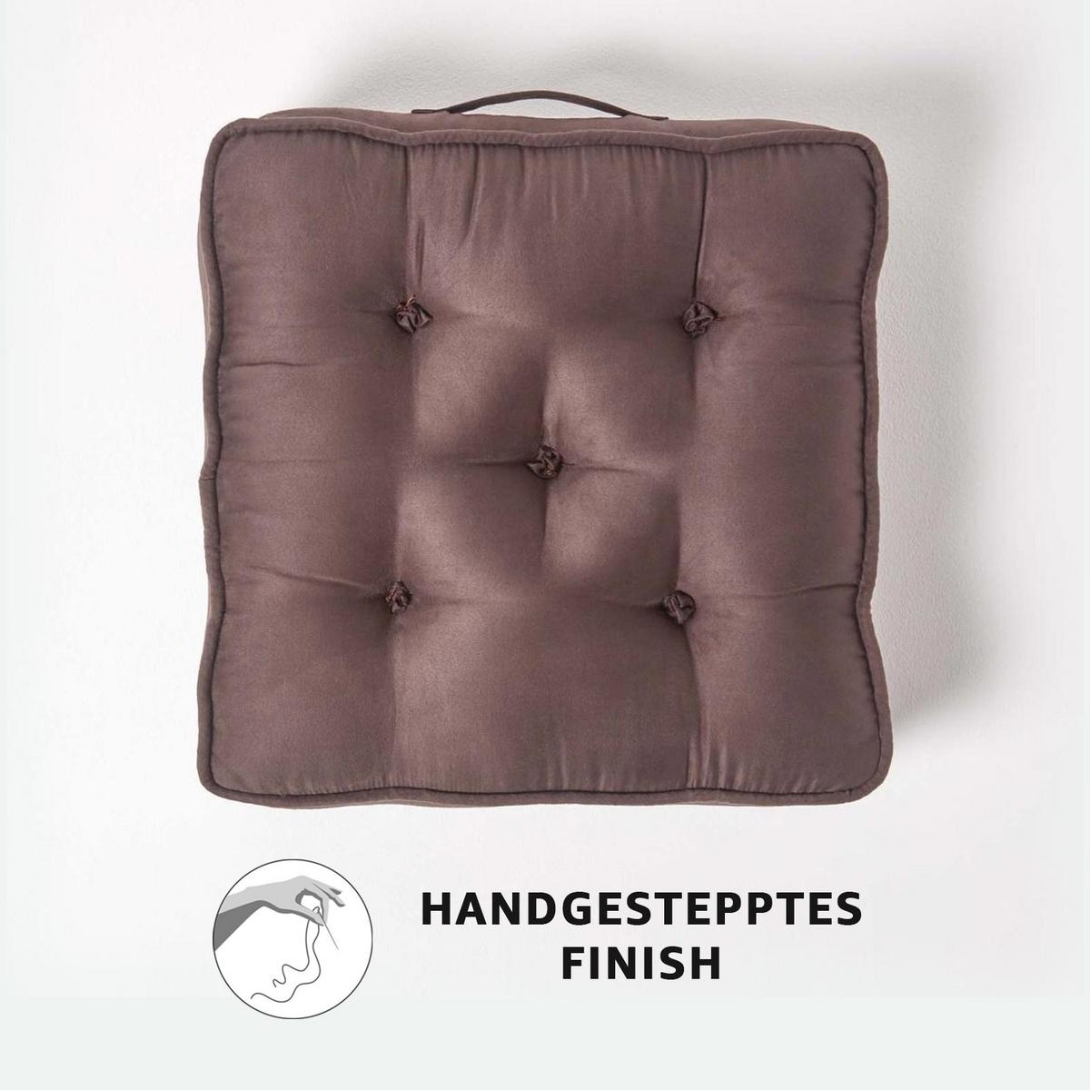 SITZKISSEN braun 50/50/10 cm – Sesselkissen, Velours - Braun, Textil (50/50/10cm) - Homescapes
