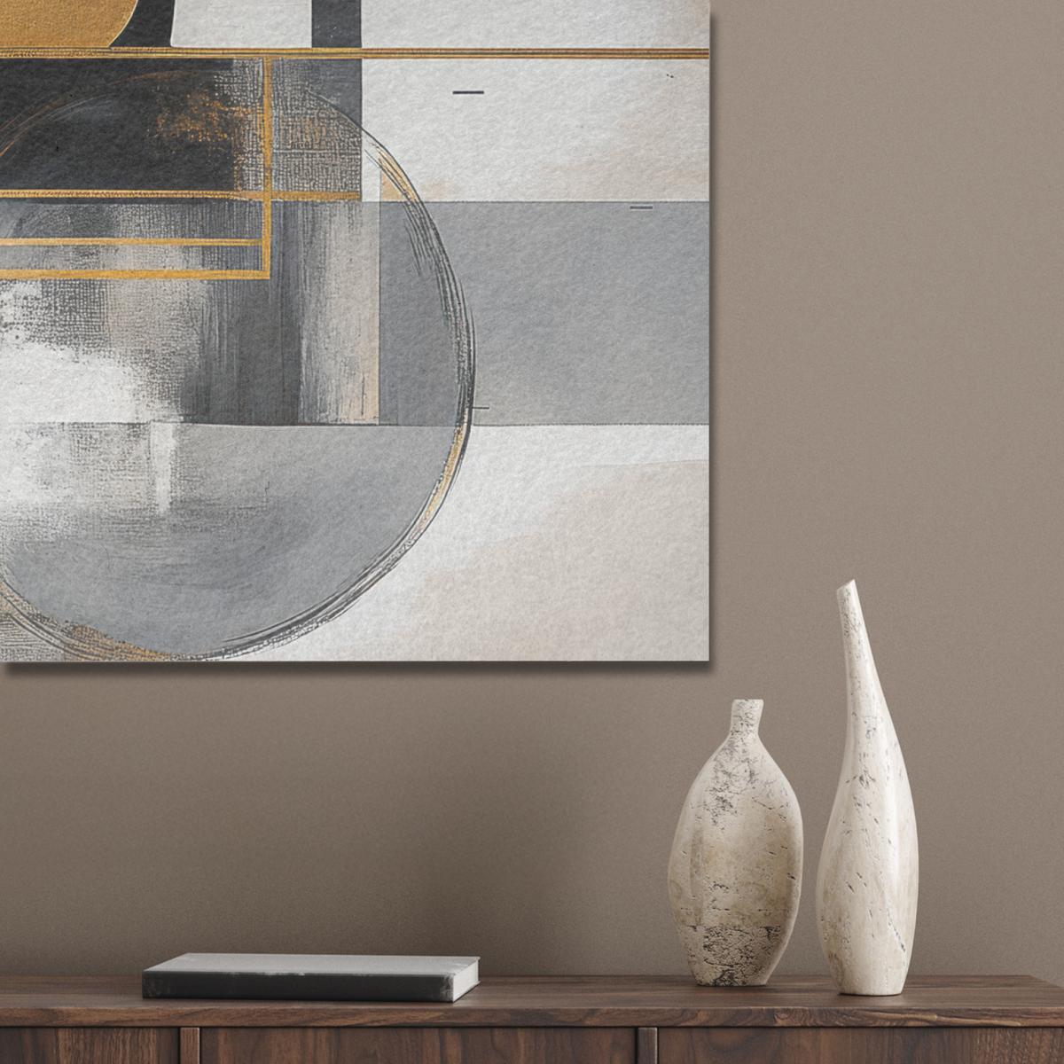AKUSTIKBILD Abstrakt - Gold - Silber - Formen - Ästhetisch - Modern Gemälde 80x60 cm - Goldfarben, Kunststoff (80/60/0.9cm) - MuchoWow
