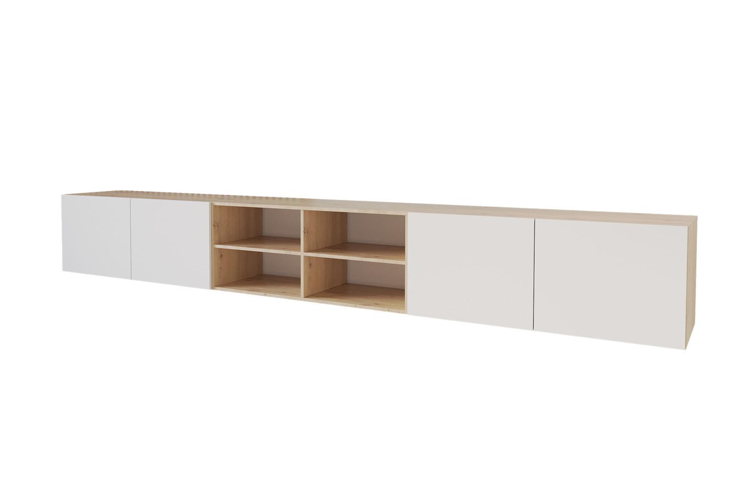 LOWBOARD ELIO-W 3x100x40x40 cm - Artisan / Weiß - Eiche Artisan, Holzwerkstoff (300/40/40cm) - ALTDECOR