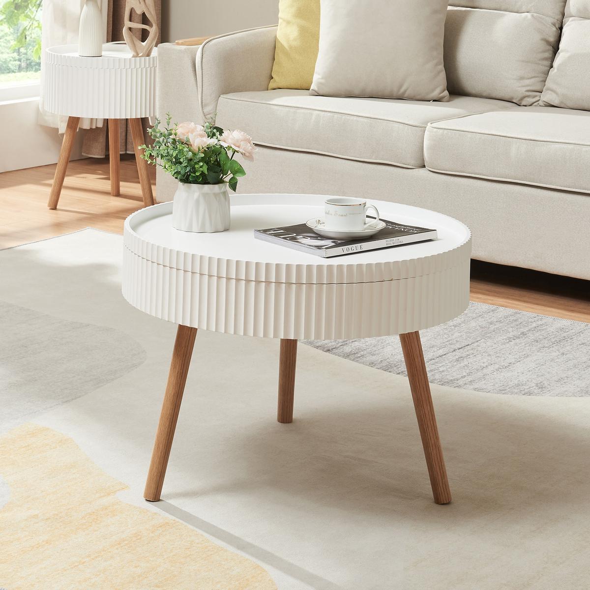 COUCHTISCH Bongard II 60/45 cm - Weiß/Braun, Holz/Holzwerkstoff (60/60/45cm) - [en.casa]