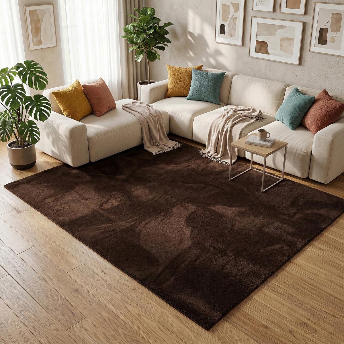 FELLTEPPICH SUPER SOFT PEARL - Dunkelbraun, Textil (120/170cm) - Pergamon