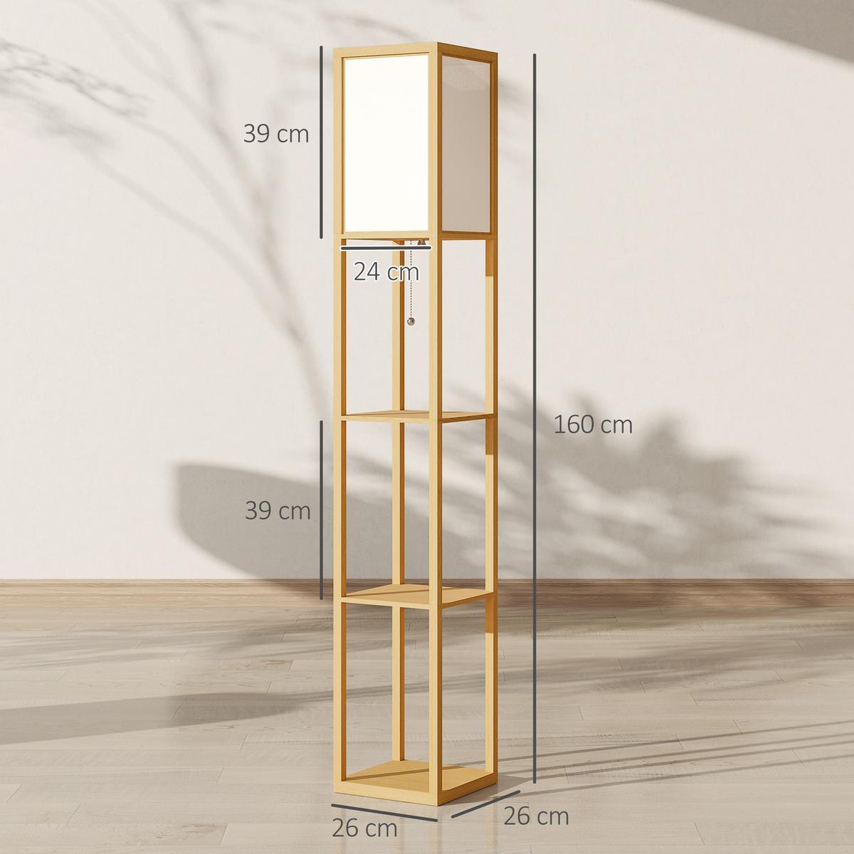 STEHLEUCHTE MDF Eiche Weiß - Eichefarben, Holzwerkstoff (26/26/160cm) - HOMCOM