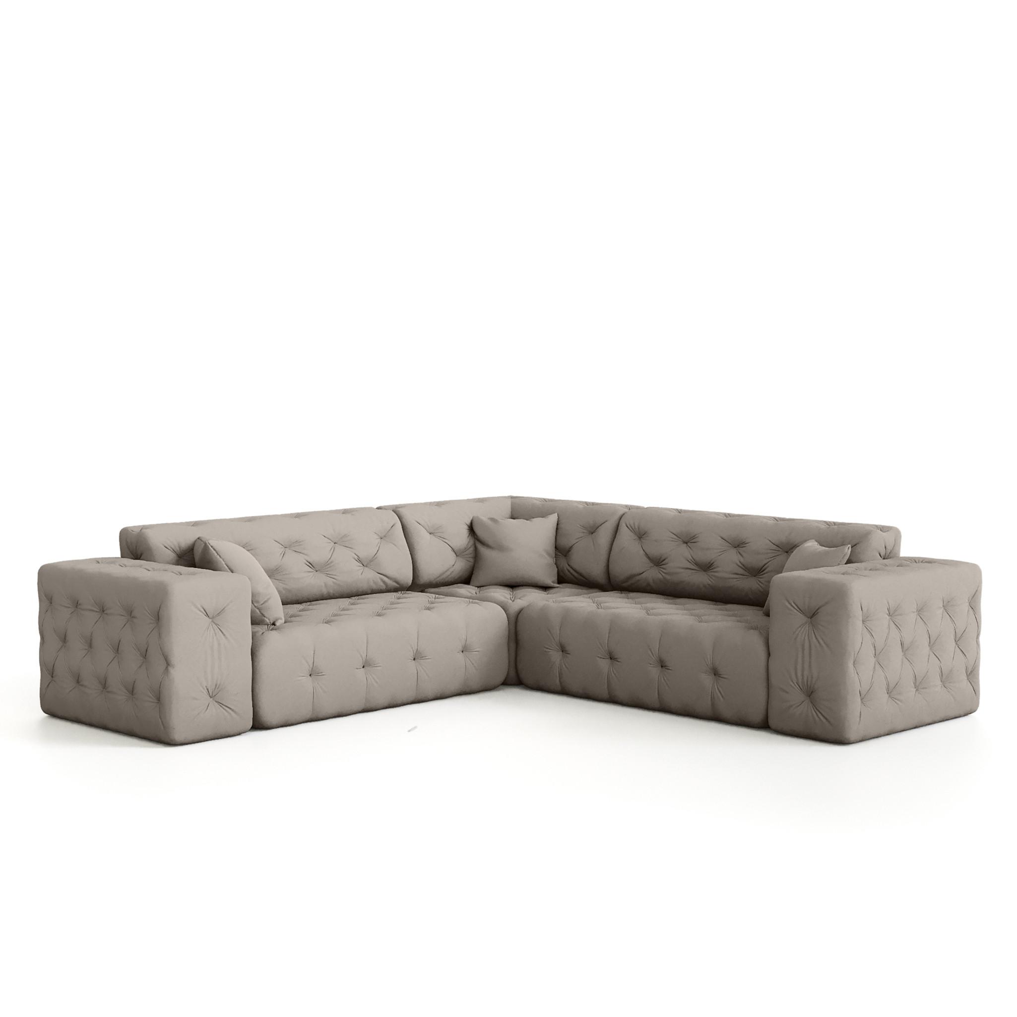ECKSOFA Chantal - Creme, Holzwerkstoff/Textil (246/246cm) - Fun Möbel