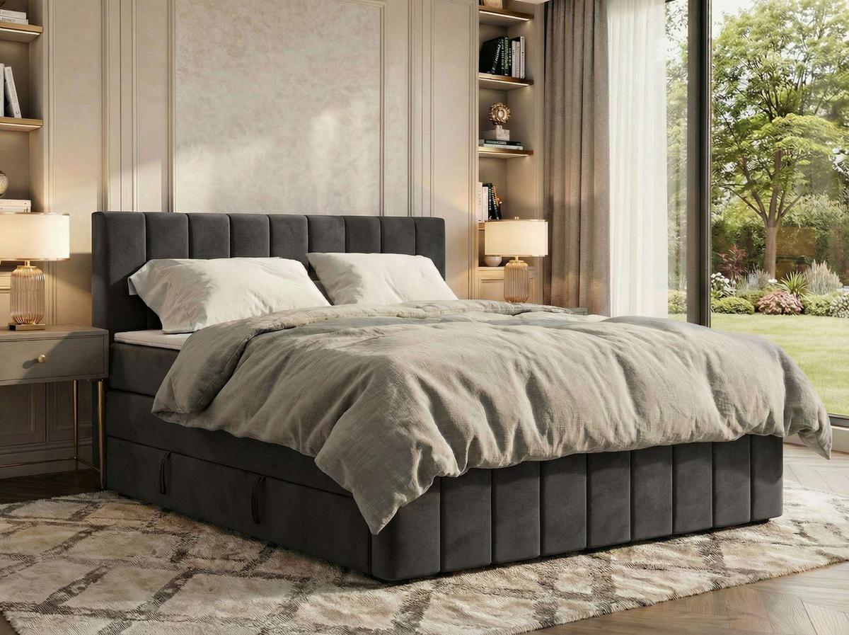 BOXSPRINGBETT ALVER KING DUO 180/200 - Dunkelgrau Velvet - H3 - Dunkelgrau, Textil (180/200cm) - MKS
