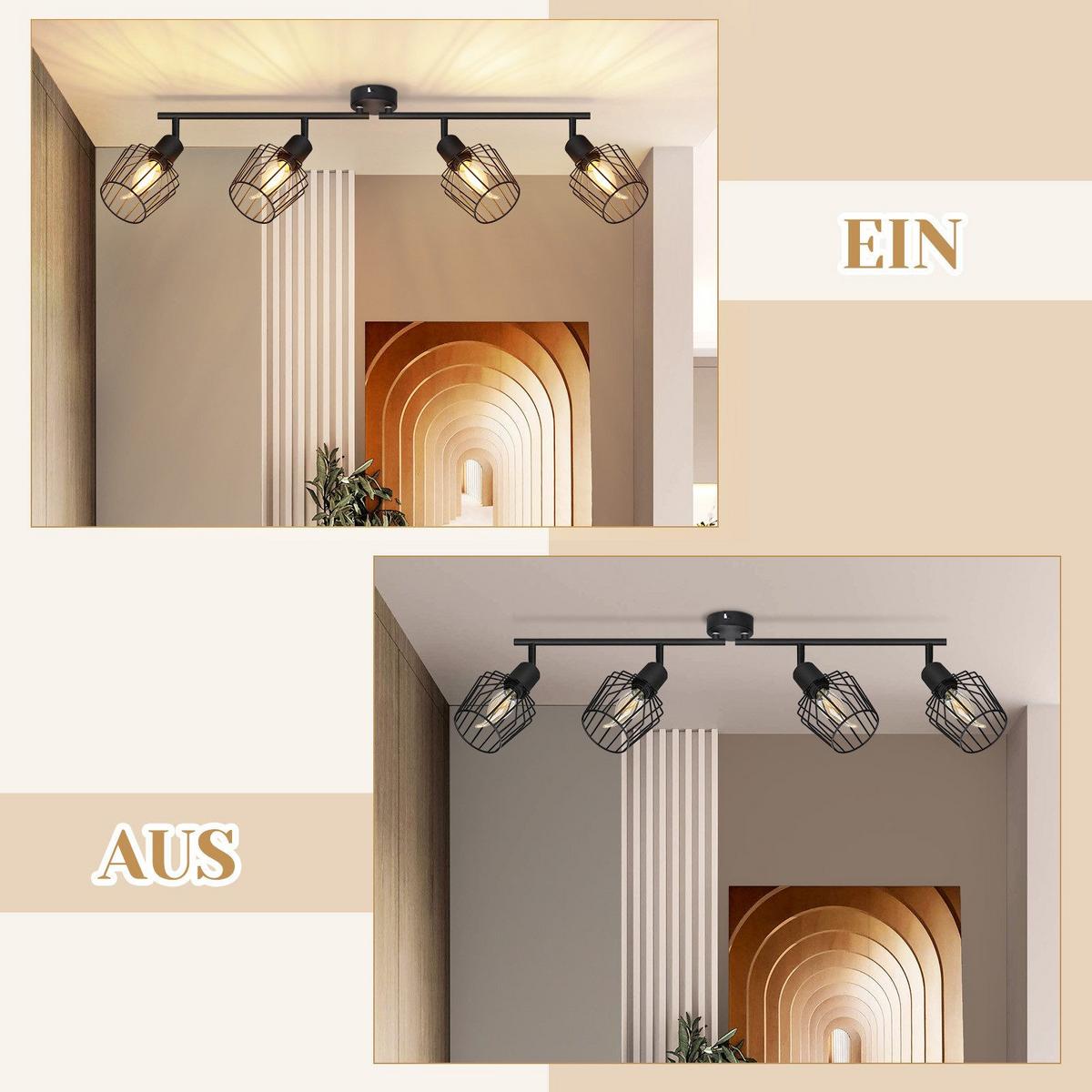 DECKENSTRAHLER Franziska 4-flammig 75/24/10 cm - Schwarz, Metall (75/24/10cm) - Nettlife