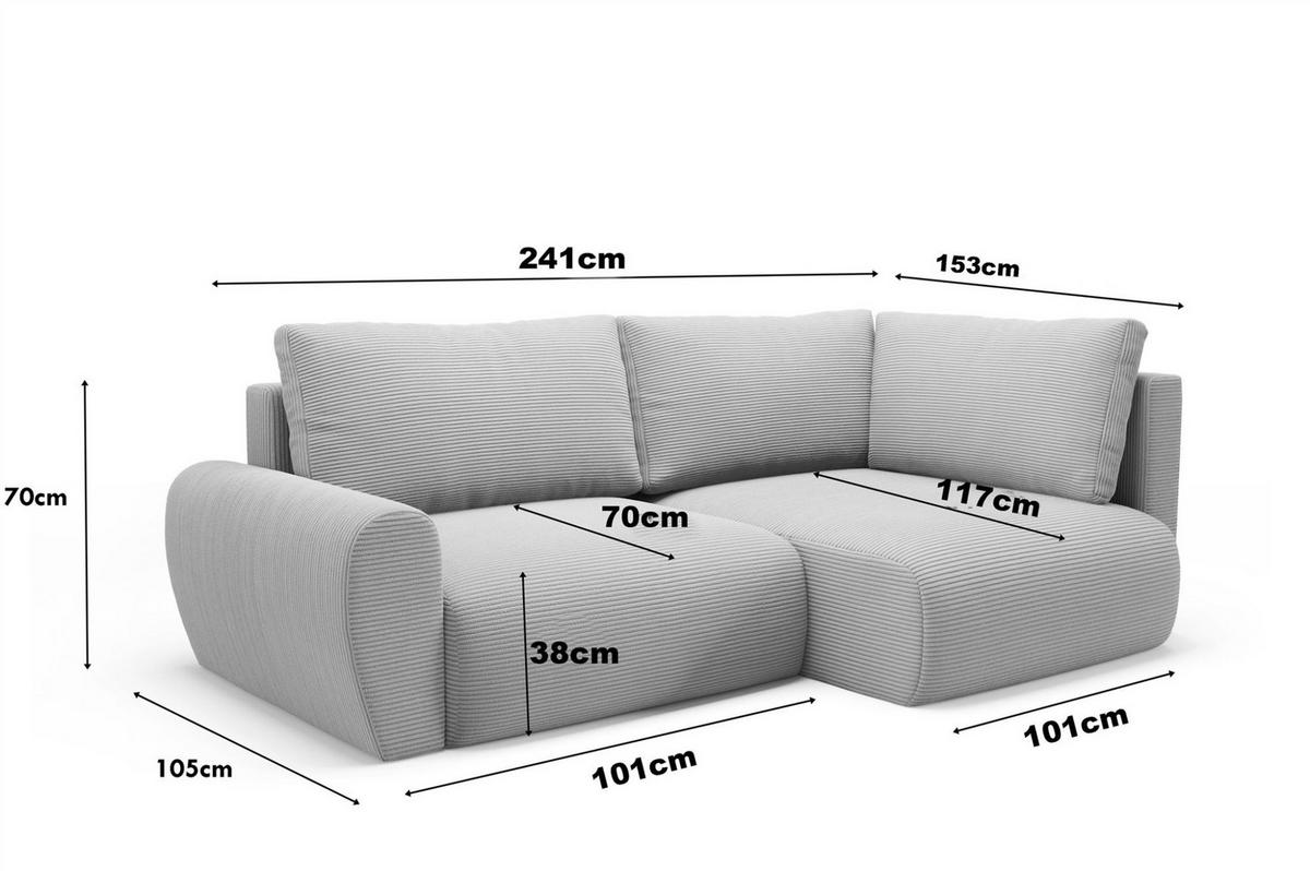 ECKSOFA Galan Mini Mit Schlaffunktion - Hellgrau, Holzwerkstoff/Textil (241/153cm) - Fun Möbel