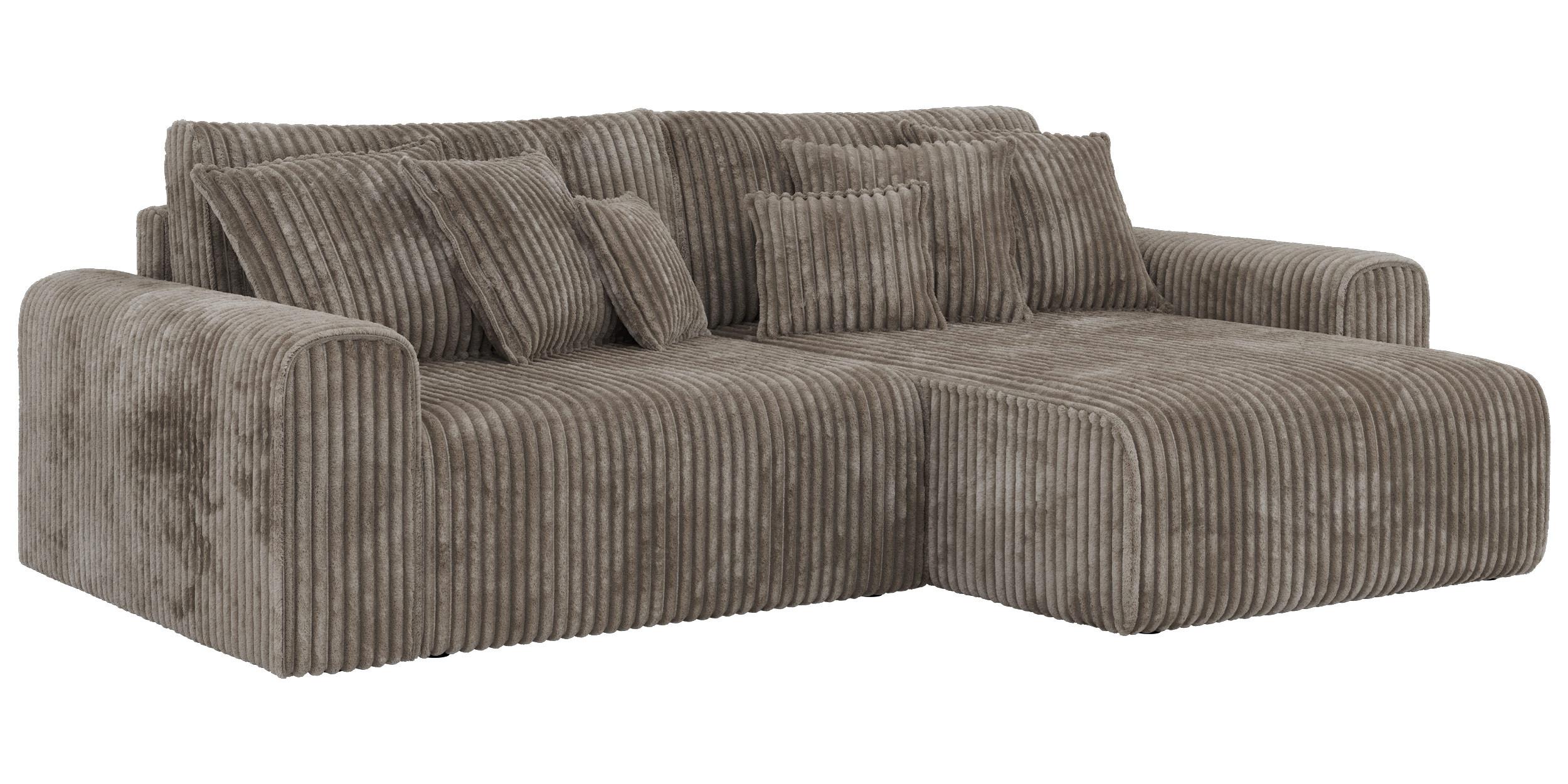 ECKSOFA ELARA L Hellbraun Cord - Hellbraun/Schwarz, Kunststoff/Textil (278/192cm) - MKS