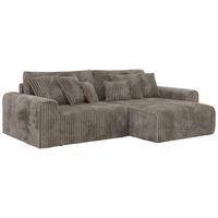 ECKSOFA ELARA L Hellbraun Cord - Hellbraun/Schwarz, Kunststoff/Textil (278/192cm) - MKS