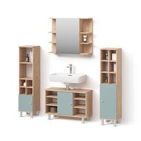 BADMÖBEL-SET Fucino Grün 4 Teile, mit Midischränke - Grün, Holzwerkstoff (60/54/32cm) - Livinity®