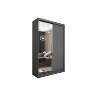 SCHWEBETÜRENSCHRANK PATRIZIA 120/216/61 cm 2-türig mit Spiegel Grau - Grau, Holzwerkstoff (120/216/61cm) - MASSENO