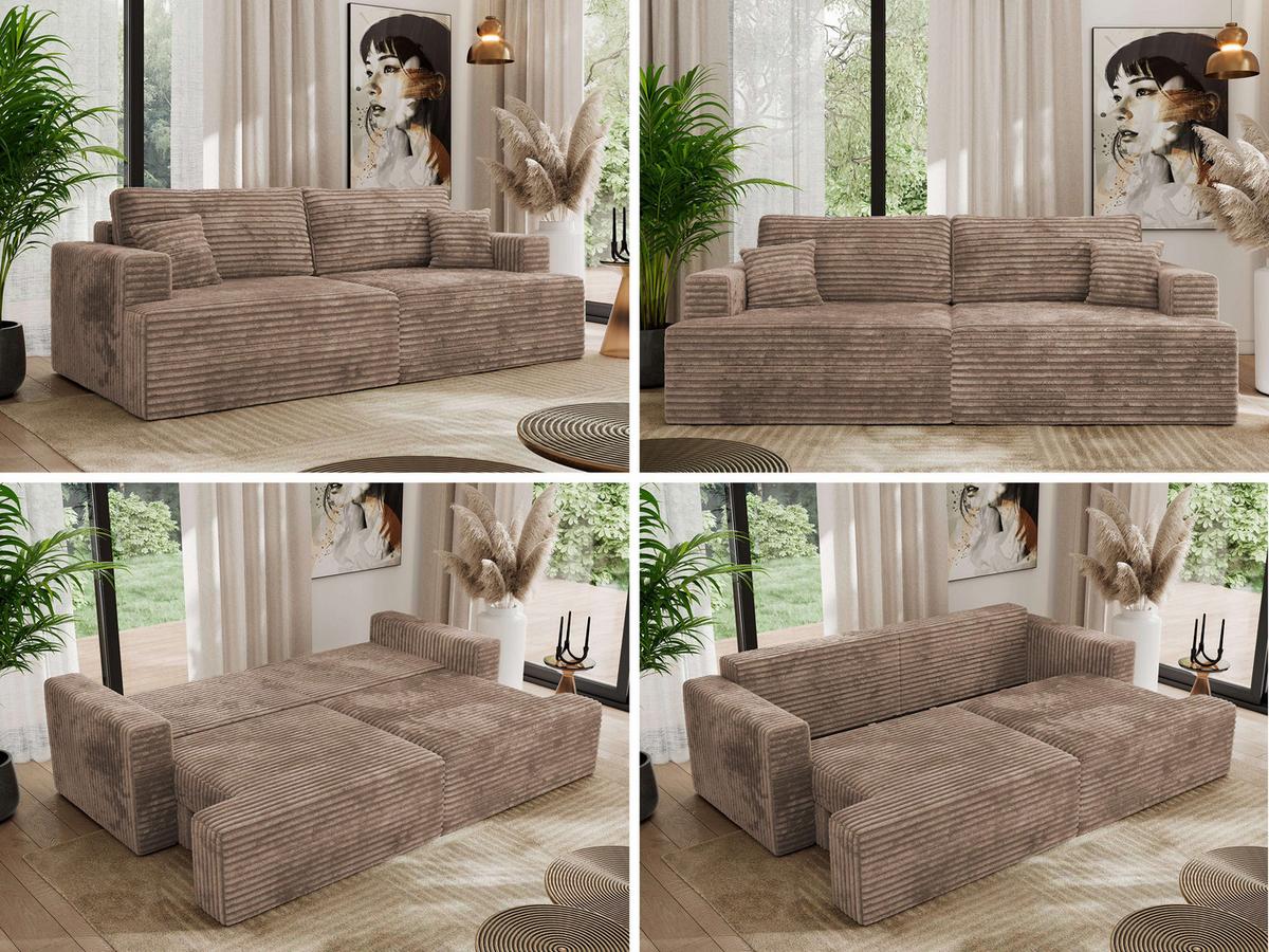 4-SITZER SOFA VIRELLA Braun Cord - Schwarz/Braun, Textil (240/88/115cm) - MKS