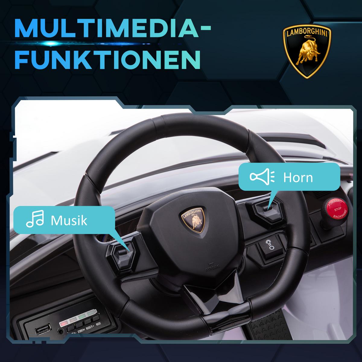 ELEKTROAUTO Elektrisches Kinderfahrzeug, Elektrofahrzeug inkl. Fernbedienung - Weiß, Metall (107.5/63/42cm) - HOMCOM