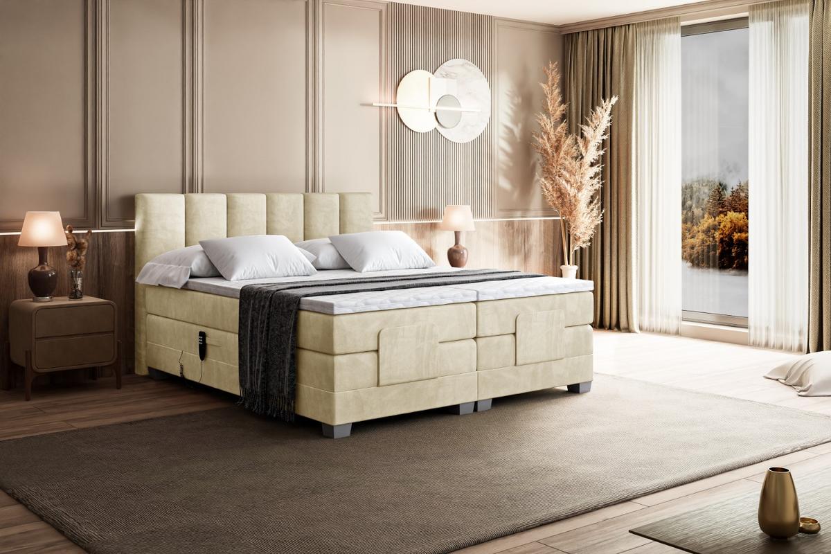 BOXSPRINGBETT elektrisch verstellbar mit 2 Matratzen H4/Taschenfederung AMEL EL 200 x 200 Beige - Beige, Holzwerkstoff (207/200cm) - ALTDECOR