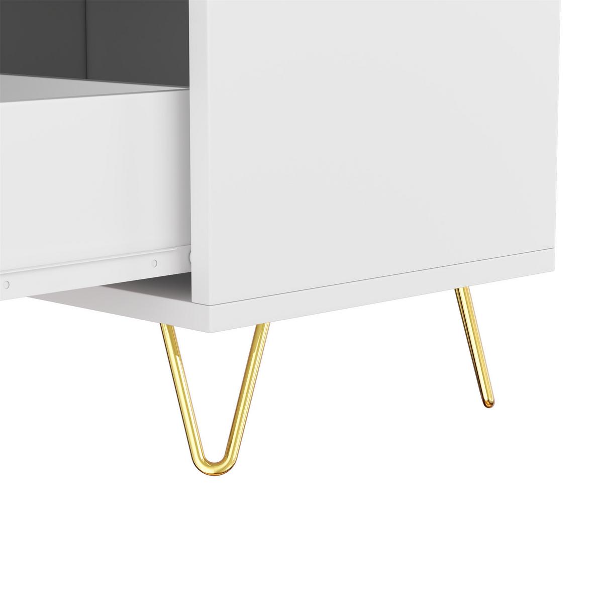 SIDEBOARD weiß gold 120cm 6 schubladen modern - Weiß, Holzwerkstoff (120/77/40cm) - Urban Meuble