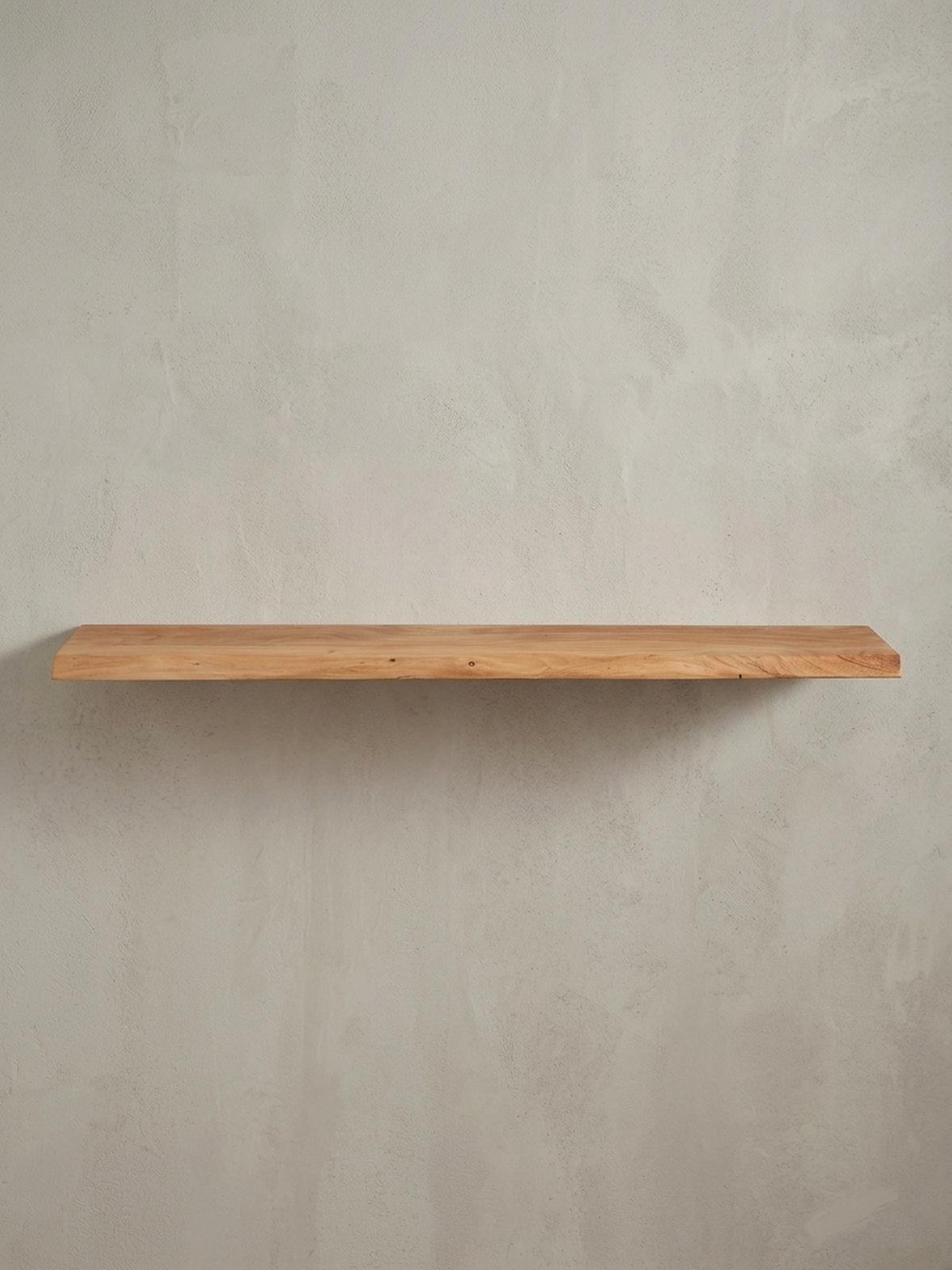 WANDREGAL Akazienholz Baumkante Rustikal, Beige 160x26x4 cm - Beige, Holz (160/4/26cm) - KADIMA DESIGN