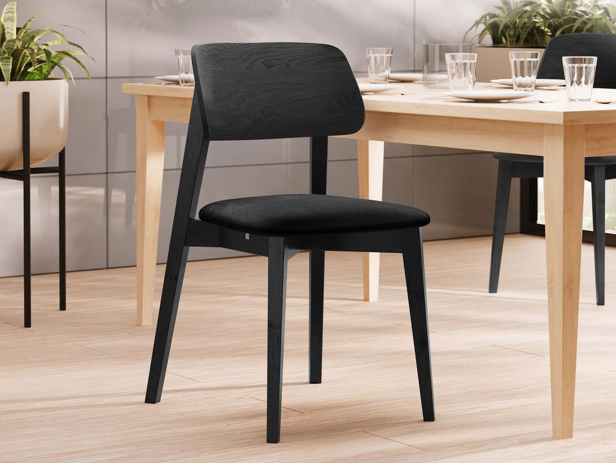 WOHNZIMMER STUHL KT63, Holzfarbe: Schwarz - Schwarz, Holz/Textil (47/80/49cm) - MIRJAN24