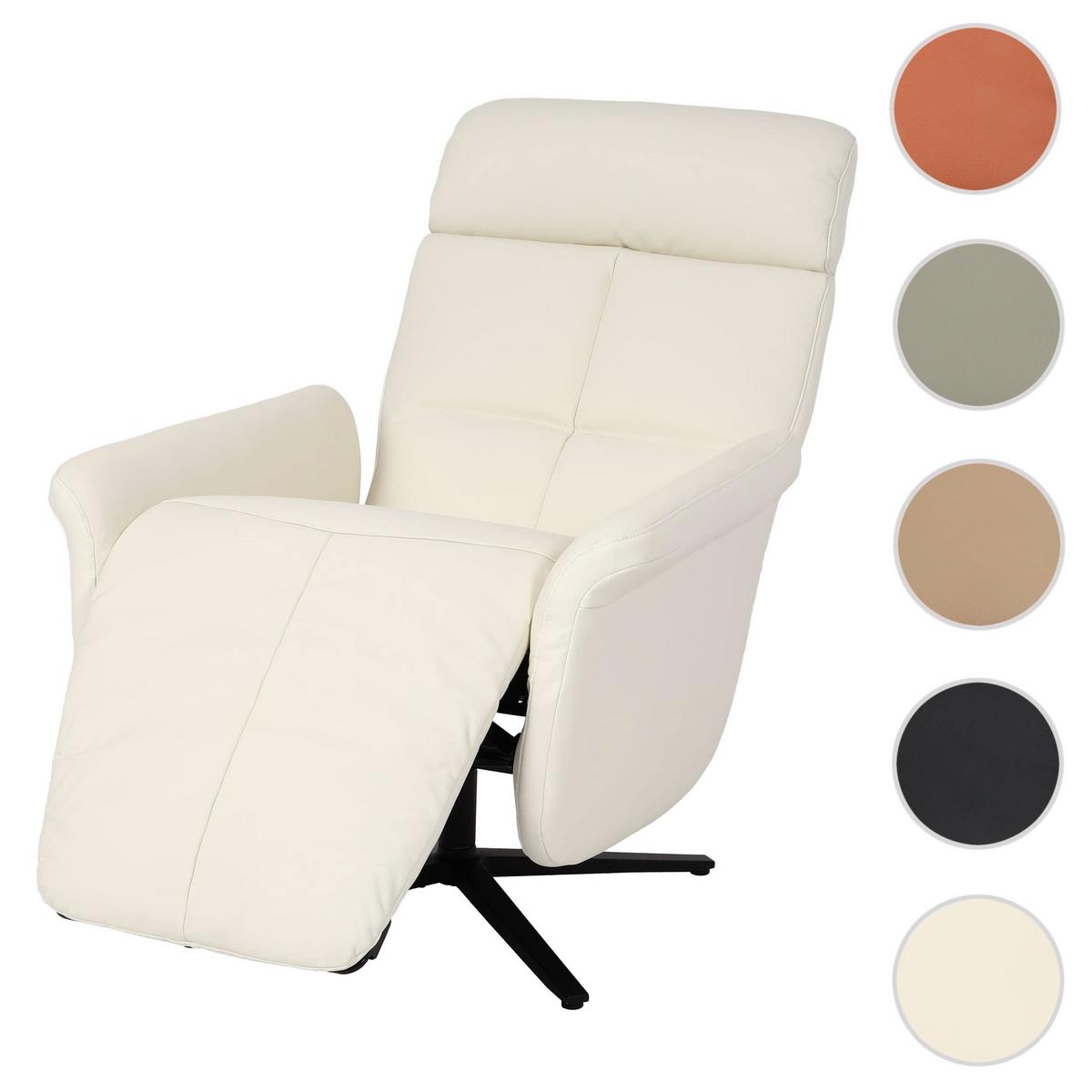 RELAXSESSEL Cremeweiß - Creme/Weiß, Leder (76/110/153cm) - MCW