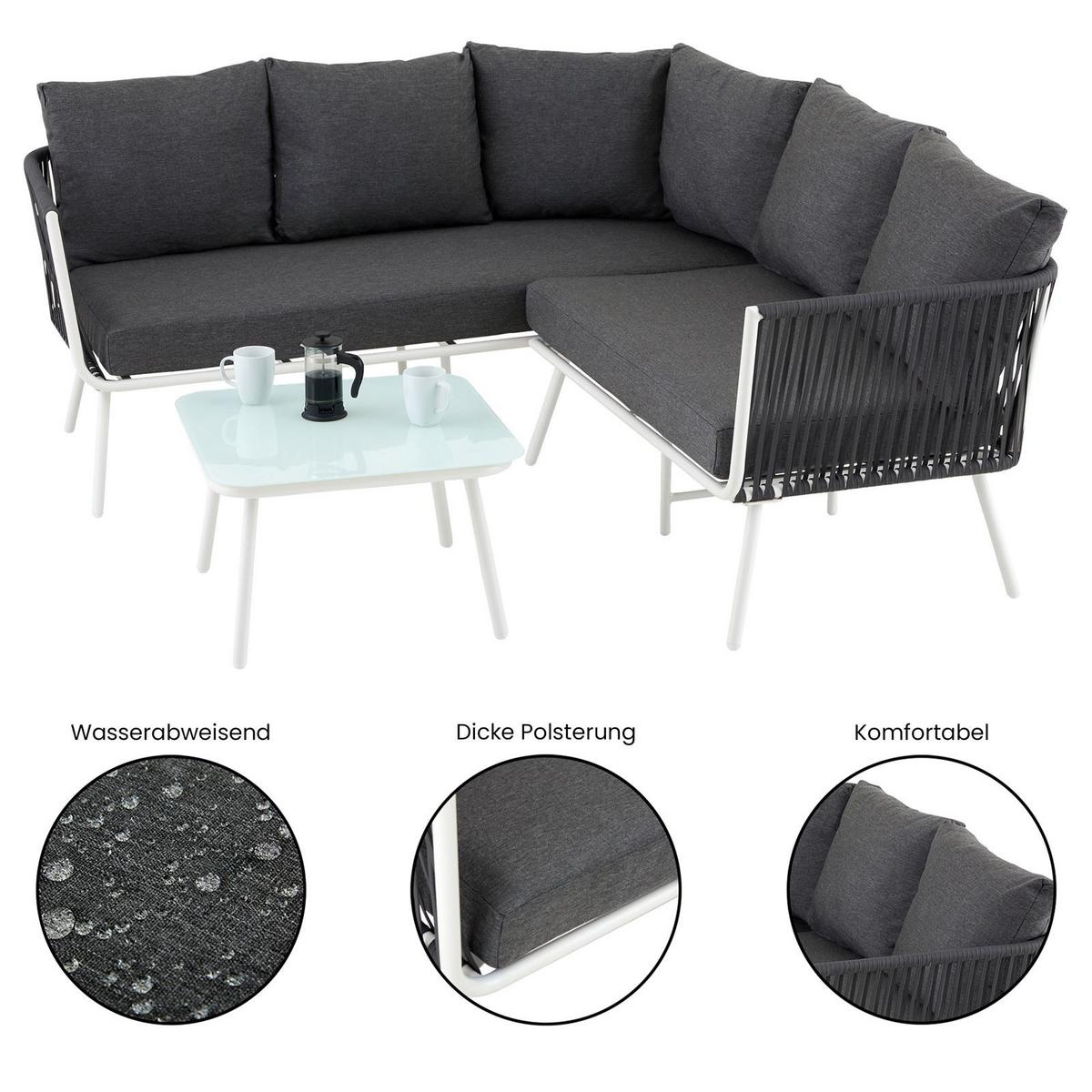 GARTENMÖBEL-SET JAKARTA - Weiß/Grau, Metall - IDIMEX