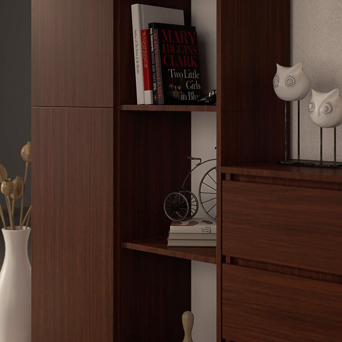 STANDREGAL Dunkelbraun 180/80/35 - Dunkelbraun, Holzwerkstoff (80/180/35cm) - RAUMHIRSCH FURNITURE