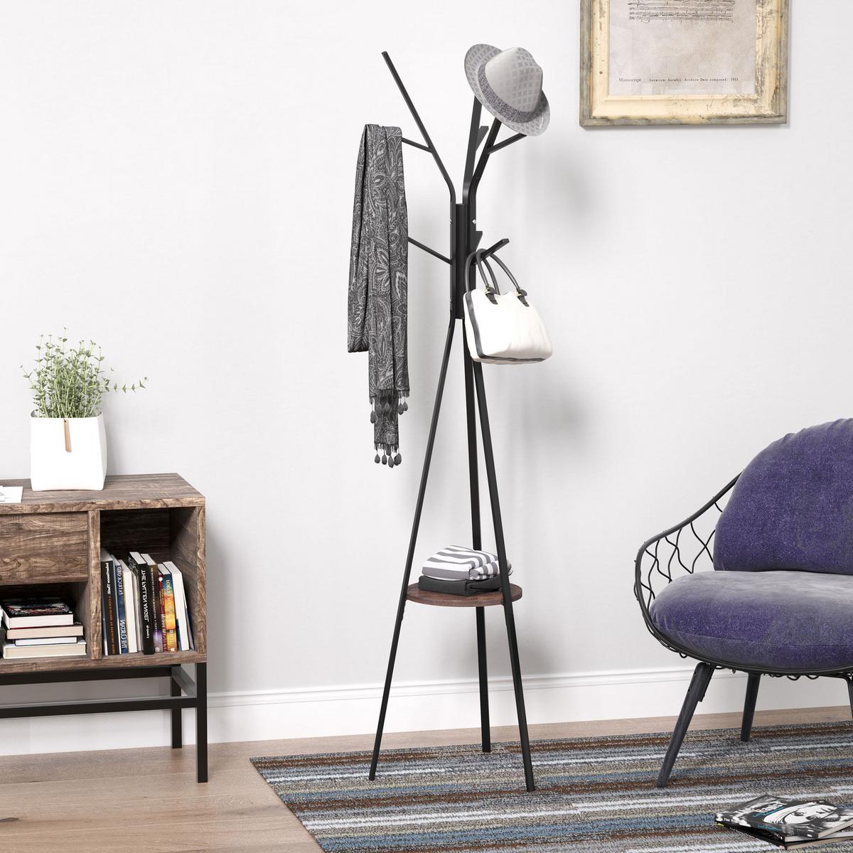 KLEIDERSTÄNDER - Braun, Metall (45/180/45cm) - HOMCOM