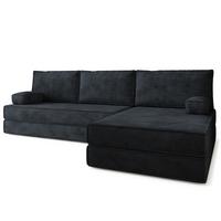 ECKSOFA ANKO modulares Boneless Sofa mit Schlaffunktion Schwarz Kordstoff - Schwarz, Textil (270/160cm) - MASSENO