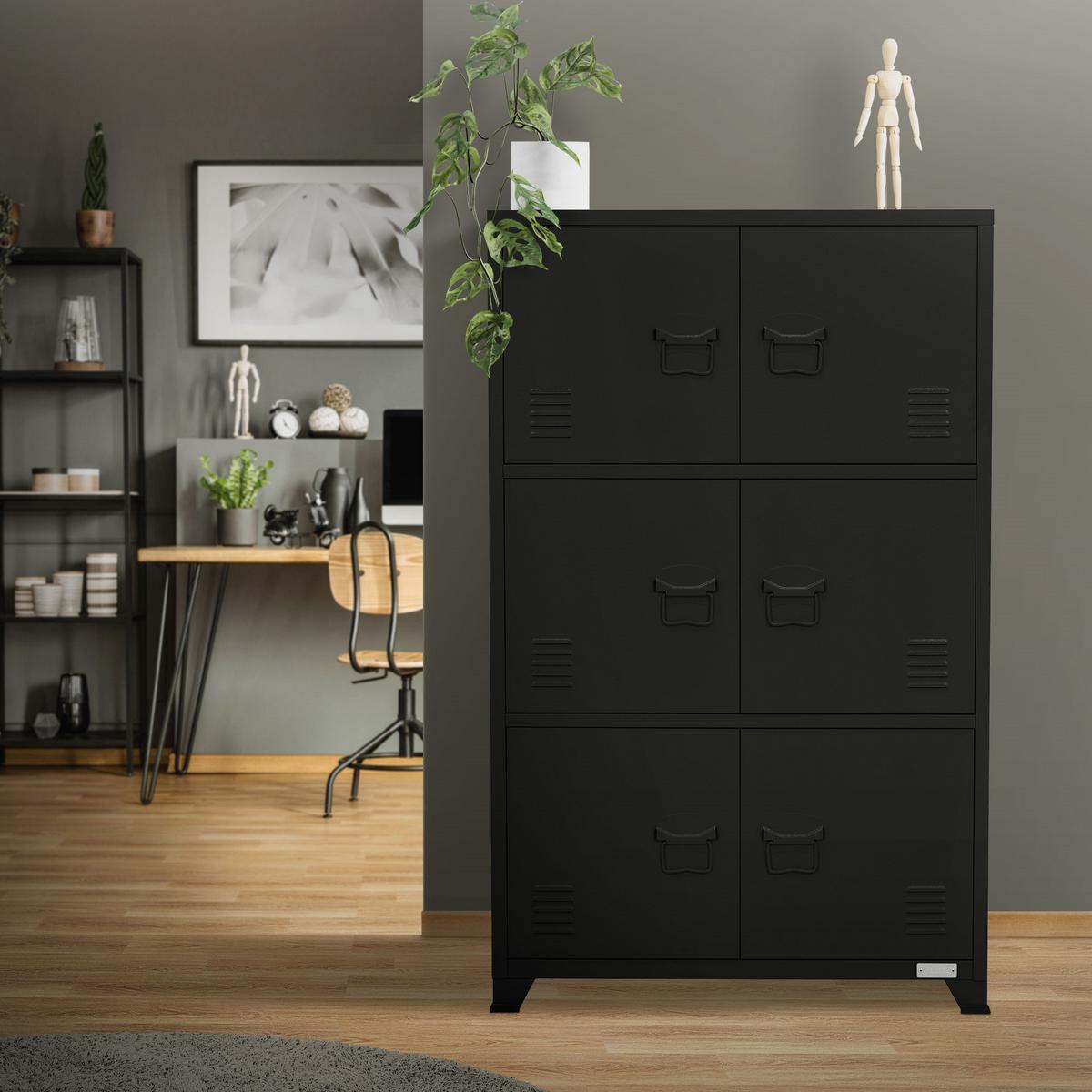 AKTENSCHRANK 75x40x120 cm Schwarz aus Stahl - Schwarz, Metall (40/120/75cm) - ML-DESIGN