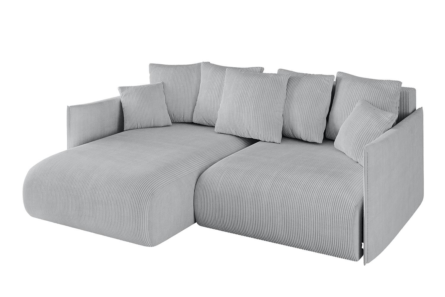 ECKSOFA Ottomane links ONESK-L 216x177x72 Grau Cord - Grau, Holzwerkstoff/Kunststoff (216/177cm) - ALTDECOR