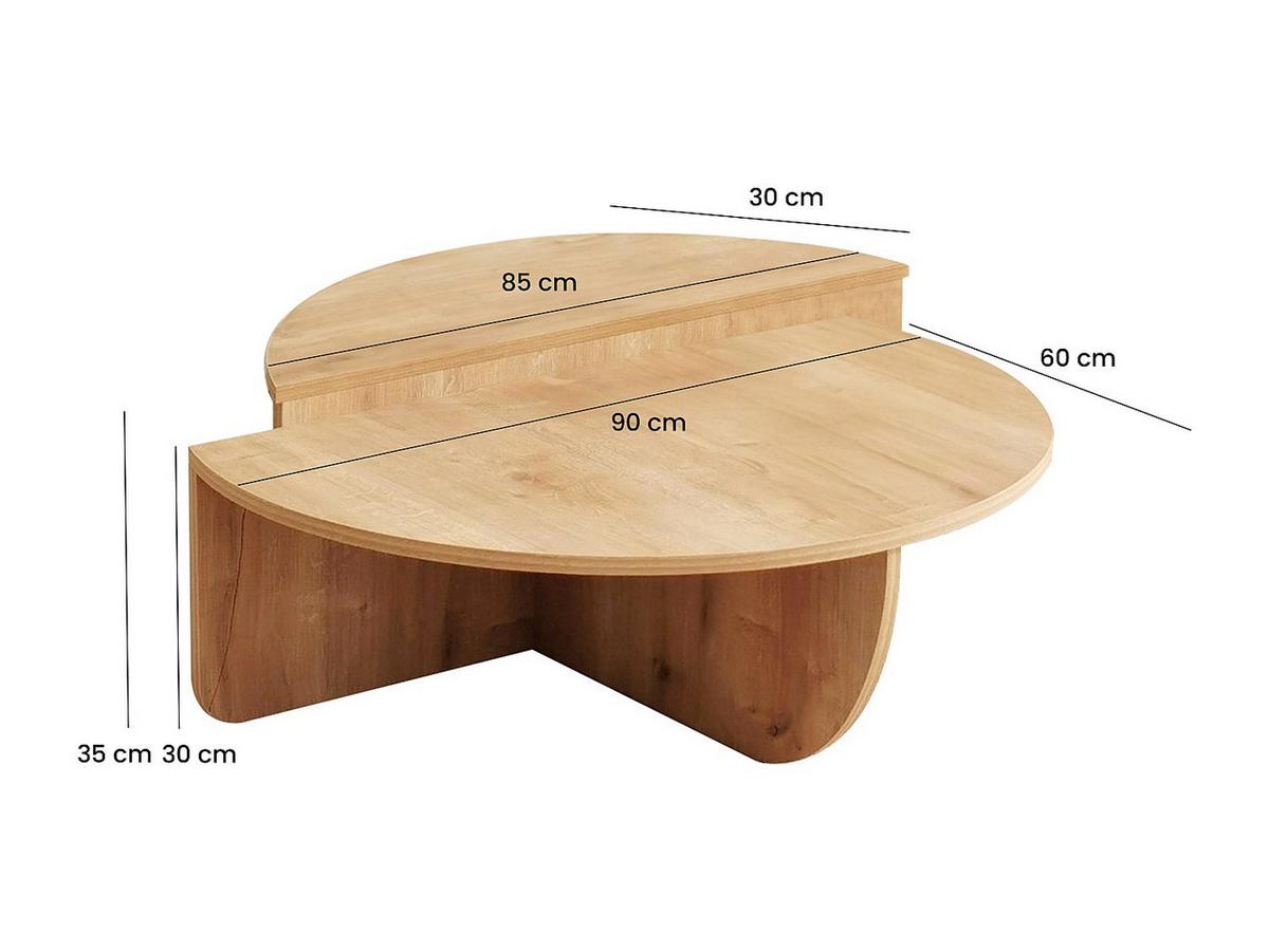 COUCHTISCH - 90 cm x 60 cm - Holz, Platte - Naturfarben Hell - ALOEVA - Naturfarben, Holz (60/90/30cm) - Vente-Unique